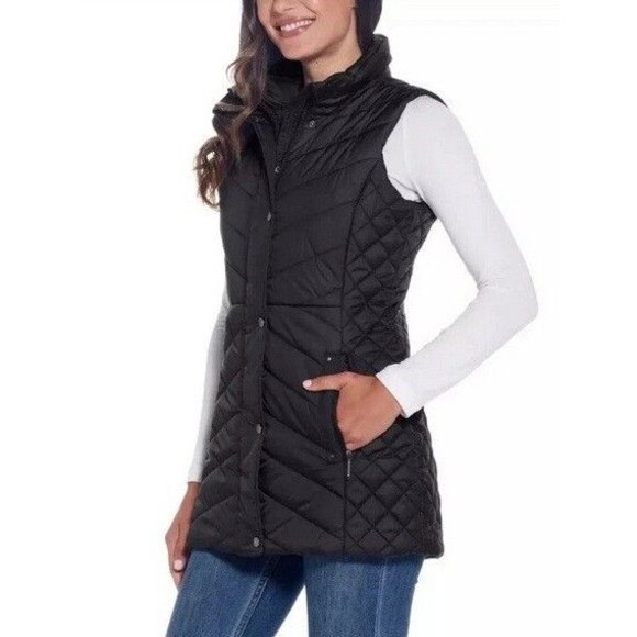 NWT Weatherproof Quilted Vest Jacket Full Zip W/ Zip Pockets Black Medium - Picture 1 of 4
